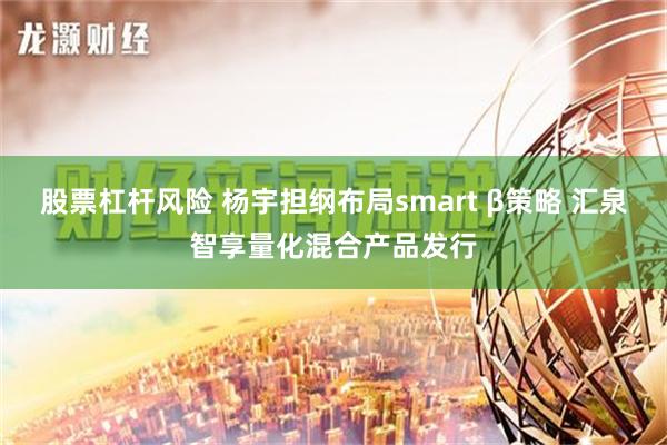 股票杠杆风险 杨宇担纲布局smart β策略 汇泉智享量化混合产品发行