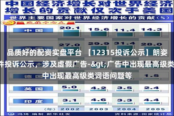 品质好的配资实盘平台 【12315投诉公示】朗姿股份新增2件投诉公示，涉及虚假广告->广告中出现最高级类词语问题等