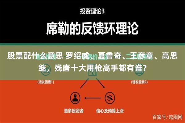 股票配什么意思 罗绍威、夏鲁奇、王彦章、高思继，残唐十大用枪高手都有谁？